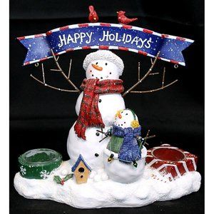Yankee Candle Snowmen Happy Holidays Tea Light Holder Decorative Winter Seasonal